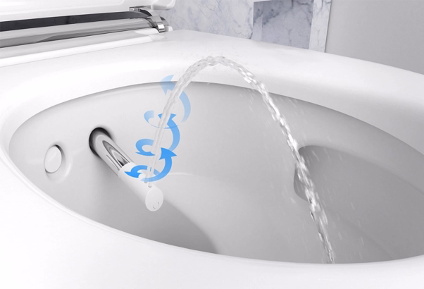 Douchewc met straaltje water