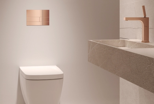 gekleurd toilet met gekleurde fonteinen